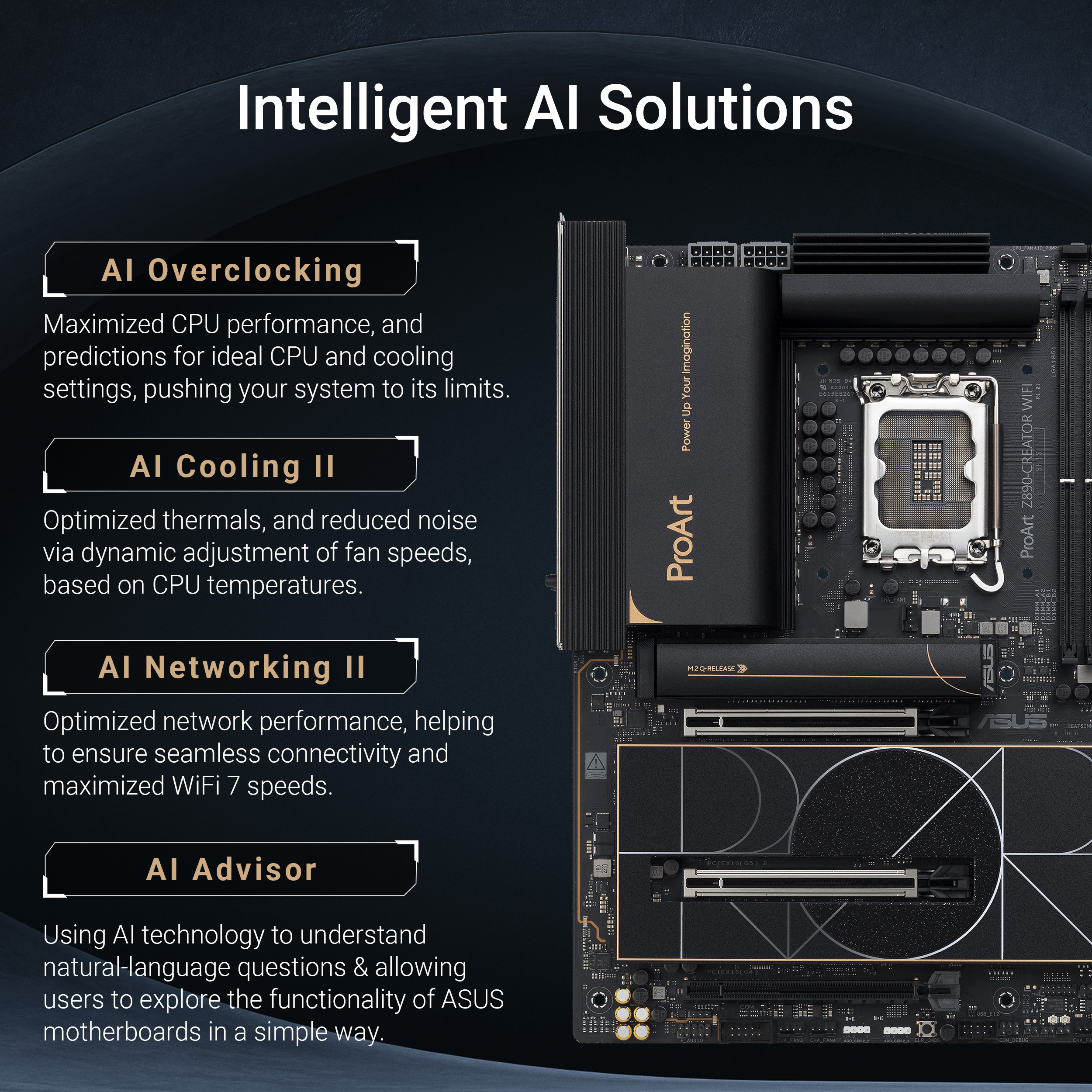 A large marketing image providing additional information about the product ASUS ProArt Z890 Creator WiFi LGA1851 ATX Desktop Motherboard - Additional alt info not provided